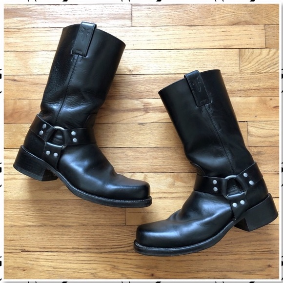 Unisex Frye Black Moto Motorcycle Harness Boots - Picture 3 of 7